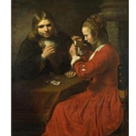 A Young Man and a Girl playing Cards