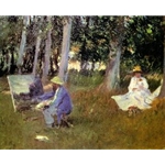 Claude Monet Painting in a Garden Near Giverny, 1885, John Sargent