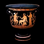 Bell Krater Satyr is Seated on a Rock