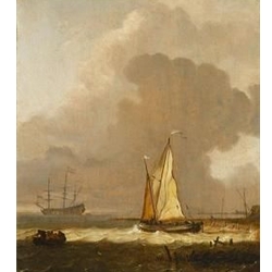 A Kaag Leaving the Shore in Stormy Weather