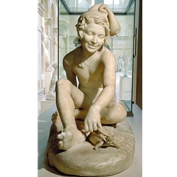 Young Neapolitan Fisherboy Playing with a Tortoise Neoclassical Sculpture