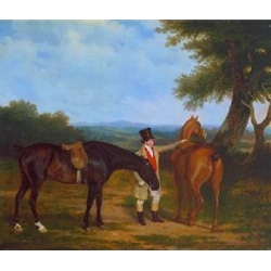 Two Hunters with a Groom circa 1805