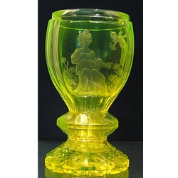 Engraved and cut glass goblet