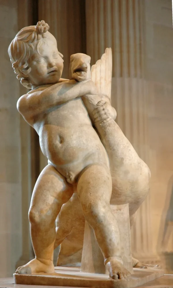 Child Playing With a Goose