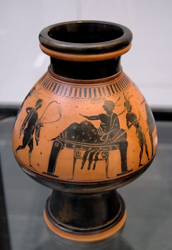 Symposium sceneon a psykter, circa 510 BC. 