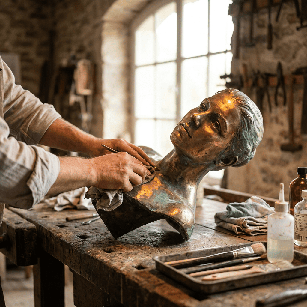 Cold cast bronze patina